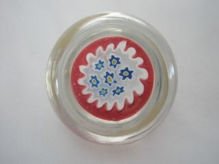 Vintage Small Murano Italy Turquoise White Red Paperweight Sticker 1 3