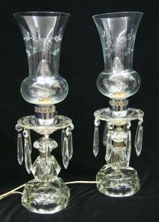 vintage crystal table lamp prisms