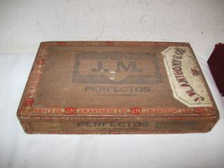 Antique 1920s Wooden J.M. Anthony Perfectos Cigar Box