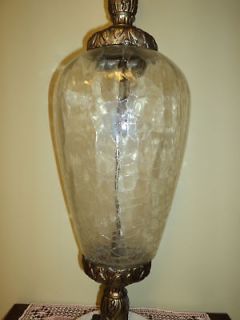 VTG LEVITON MARBLE CRAKLED GLASS TABLE LAMP HOLLYWOOD