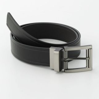 New APT 9 Mens Black/Brown Reversible Bridle Leather Belt 1.5 Wide