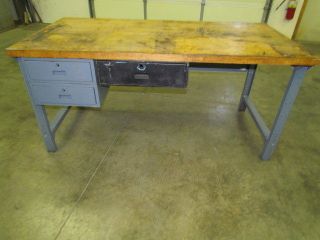 Steel Workbench 2/ 36x72 Butcher Block 3 Drawer 35 High Work Table