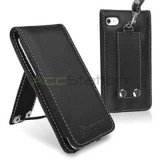 INSTEN Black Leather Flip Case Cover Pouch For iPod Touch 4 4G 4th Gen