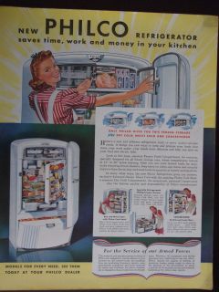 1942 Philco Refrigerator Save Time, Work and Money Advertisement