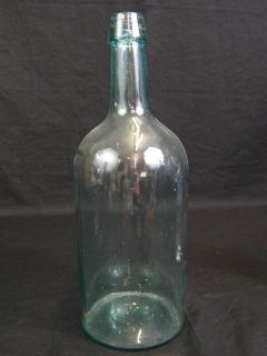 Old Victorian Antique 13 Blob Top Pontil Aqua Blue Glass Wine Bottle