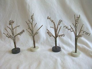 Snowy Spiral Branch Trees 4 Set of 4 Christmas Village Accessory