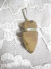 WIRE WRAPPED CARVED SLATE STONE ROCK ARROW HEAD PENDANT 20 SUEDE