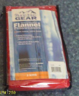 New Arctic Gear Heavyweight Flannel Pillowcases King Size Red 100%