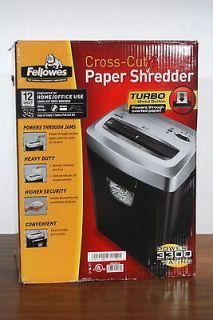 Fellowes 12 Sheet Cross Cut Home/Office Paper Turbo Shredder 7 Gallon