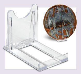 Sliding Twist Clear Plastic Display Stand Plate, Photo, Print, Bowl