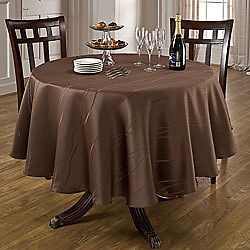 Gourmet Spillproof Fabric 70 inch Round Tablecloth IVORY color