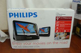 PHILIPS PD9012 PORTABLE DUAL (2) SCREEN SCREENS LCD CAR DVD PLAYER