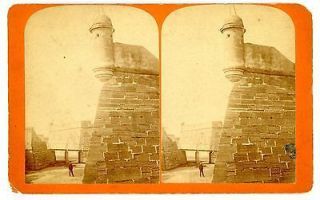 St Augustine FL   TOWER AT FORT MARION   Stereoview Florida