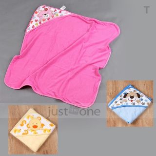 Cute Baby Toddlers Unisex Cotton Wrap Blanket Hooded Bath Towel Robe 3