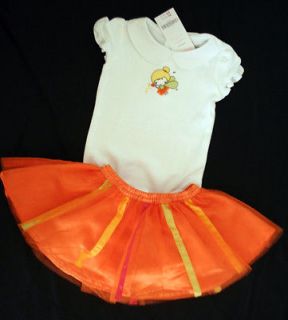 Months FAIRY FLORAL princess orange tutu 3pc Halloween costume