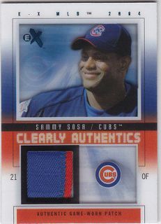 2004 EX Clearly Authentics 2 Color Chicago Cubs Logo Patch Sammy Sosa