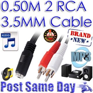 Female to 2 RCA Male Y Splitter Audio Stereo Short Phono Cable Lead M