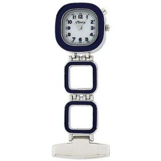 Collection Backlight White Dial Blue Square Nurses Fob Watch TOC54