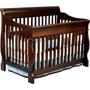 Convertible Baby Crib 4 in 1 Bed ( Espresso Cherry ) Wood Furniture