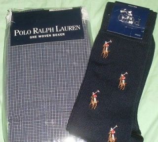 Mens NWT Polo Ralph Lauren BOXERS with FREE player logo socks sz M