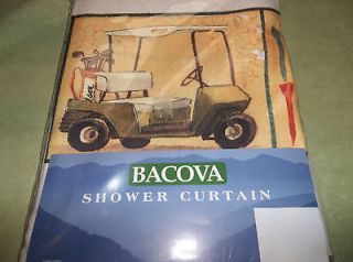 Golf Bathroom Shower Curtain Bacova Polyester Fabric Clubs Tees 44.99