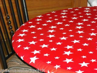 White Stars ROUND FITTED Dining TABLECLOTH PATIO Picnic Table COVER