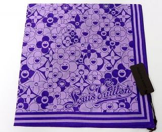 Authentic Louis Vuitton Cosmic Blossoms Bandana Scarf in Violet