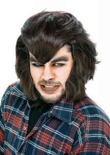 adult brown wolf werewolf mens halloween costume wig one day
