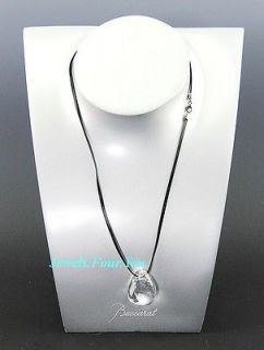 BACCARAT JEWELRY GALET CLEAR UNISEX PENDANT LEATHER CORD FRANCE NEW