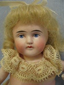Antique Doll ALL BISQUE c1880 WRESTLER Two Strap Bootines & Ball Head