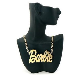 Nicki Minaj Mirror Polished Gold BARBIE Pendant Necklace Double