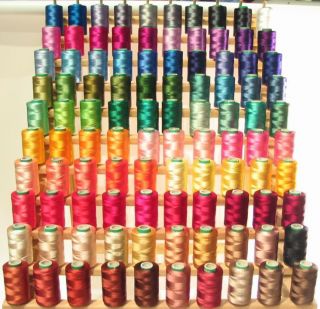 RAYON Machine Embroidery THREAD +RACK For BROTHER BABYLOCK JANOME WHIT