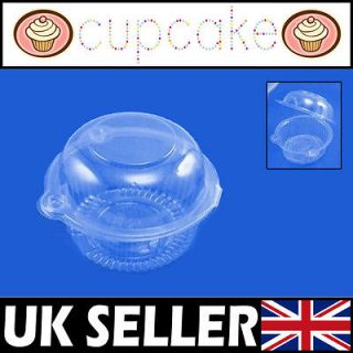 100 SINGLE CUPCAKE CLEAR HOLDERS / PODS / CASES / BOX UK