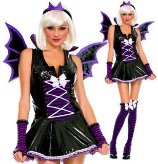 Get your Sexy purple vinyl bat costumes includes wings, head piece