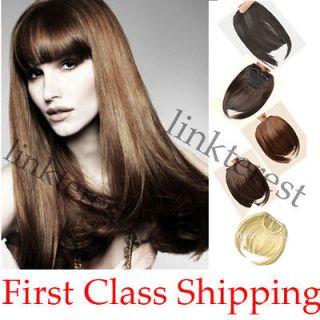 USA Clip in on bangs fringe hair extensions Highlight black brown 2013