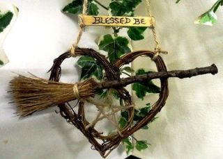 Handfasting Gift. Rustic Pentacle & Besom Heart. Pagan Wiccan Home