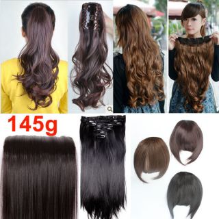 clip in hair extensions hairpiece /ponytail/bangs like human looking