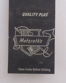 1940s Matchbook Metzroths Good Clothes for Men & Boys Since 1856