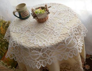 36 White Round Cotton Battenburg Lace Table Topper Handmade