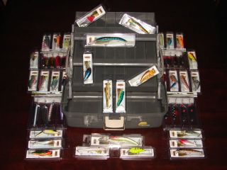 Tray Tackle Box with 48 NEW In The Box Bass Trout Fishing Lures
