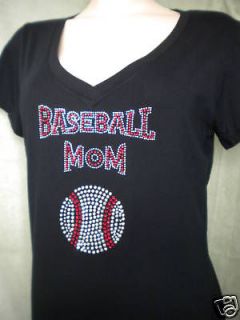 Rhinestones Baseball Mom shirt V neck MADIUM NEW