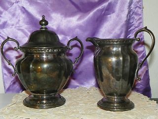 Reed and Barton Large Silver Plate Creamer and Sugar Collectible Home