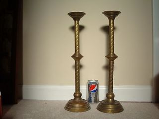 VTG ANTIQUE PAIR 18 SOLID BRASS CANDLESTICKS CANDLE HOLDERS GREAT