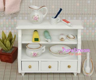 12 Dollhouse miniature furniture bathroom set toilet side cabinet
