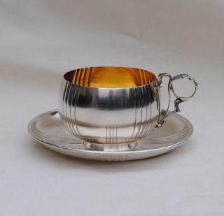 Newly listed FRENCH STERLING SILVER & VERMEIL CUP & SAUCER by Victor