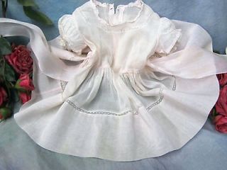  50s BABY toddler DOLL dress PINK Batiste ORGANZA lace PUFF sleeves
