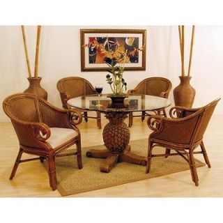 Hospitality Rattan Sunset Reef Indoor Dining Set with 4 Club Chairs