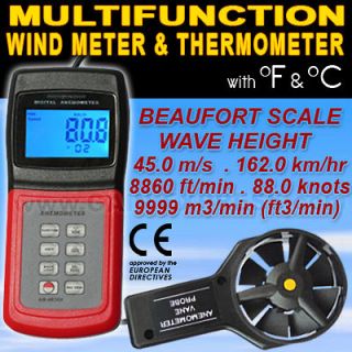 Digital Deluxe Multi function Thermo Anemometer Speed Air Flow Meter