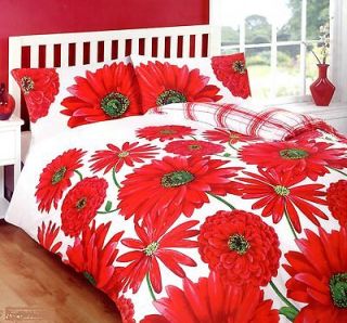 KING SIZE MOLLIE RED POPPY FLORAL CONTEMPORARY REVERSIBLE COTTON DUVET