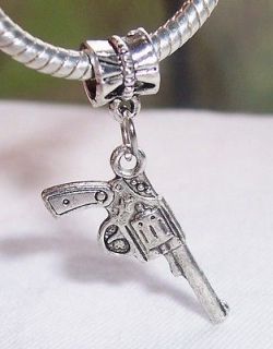 Cowboy Revolver European Dangle Bead for Silver Charm Bracelets